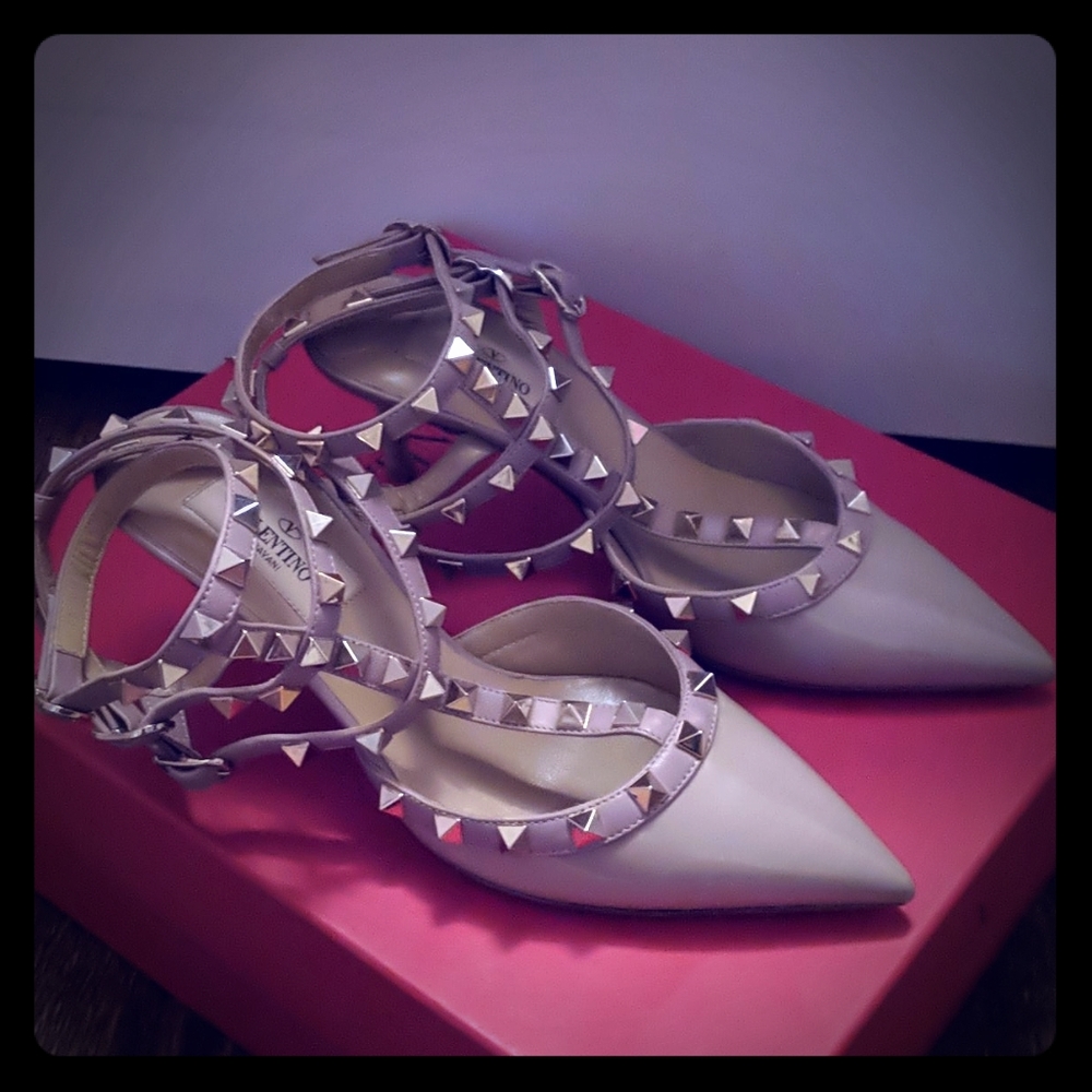 Valentino Rockstud Caged 65Patent Ankle Strap Pump
